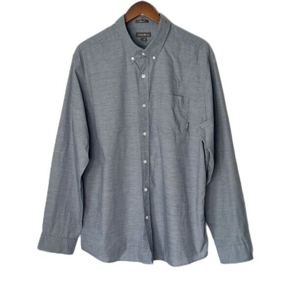 Eddie Bauer Men's Indigo Long Sleeve Classic Fit One Pocket Button Down Shirt - Picture 1 of 6